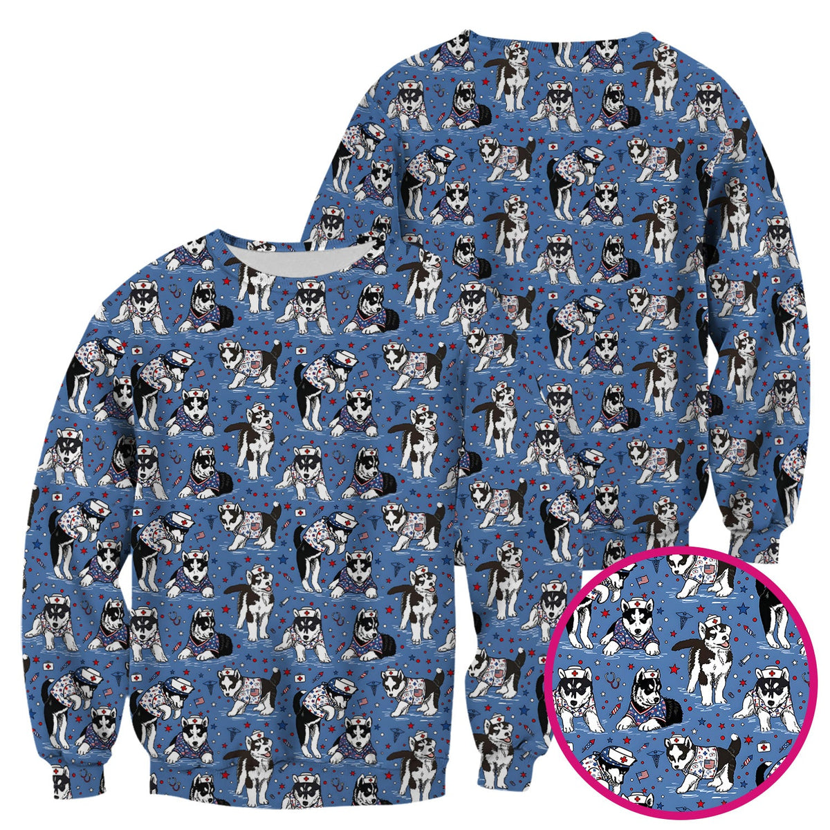 Husky Dog Nurse Scrub Top