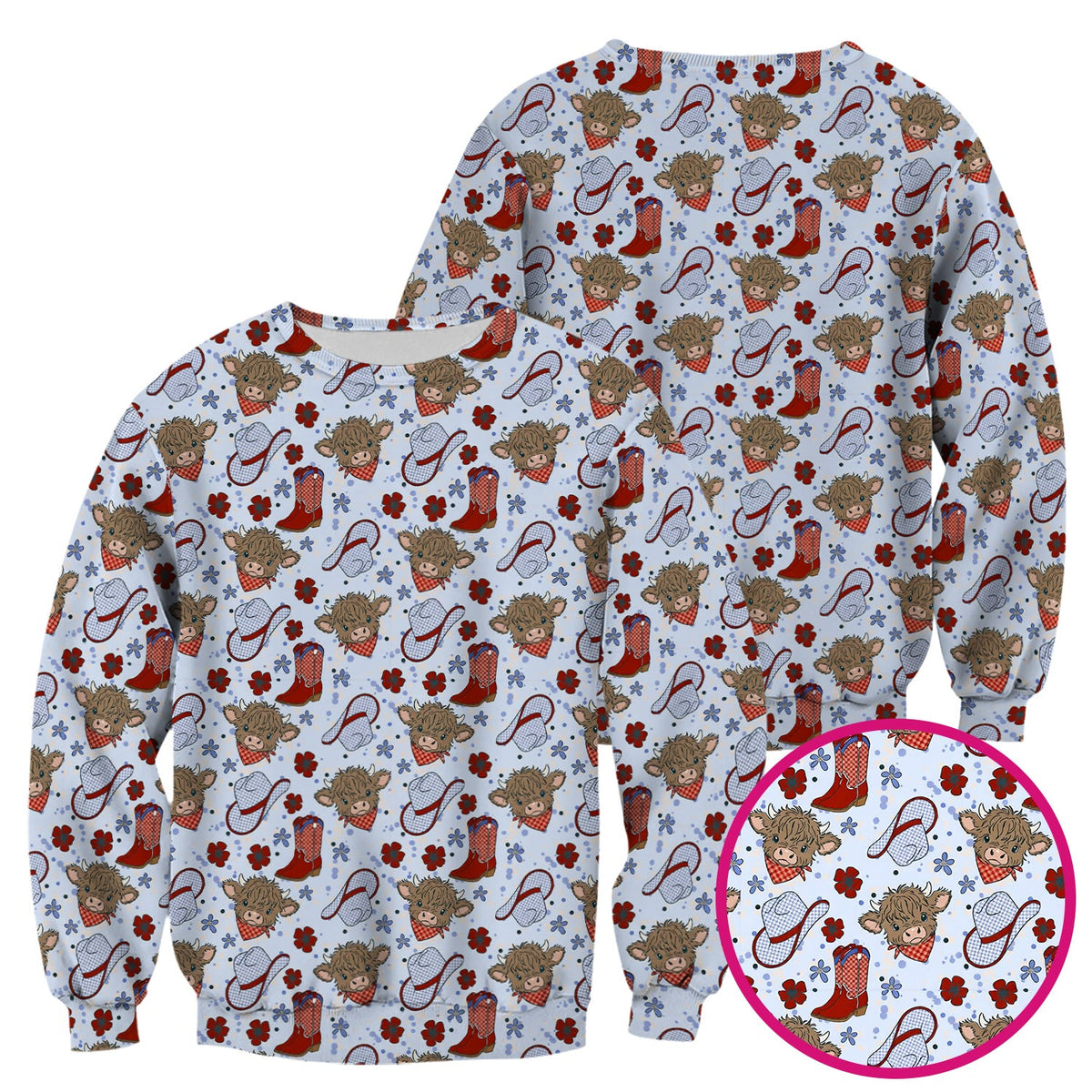Highland Cow Cowboy Boots Nurse Scrub Top