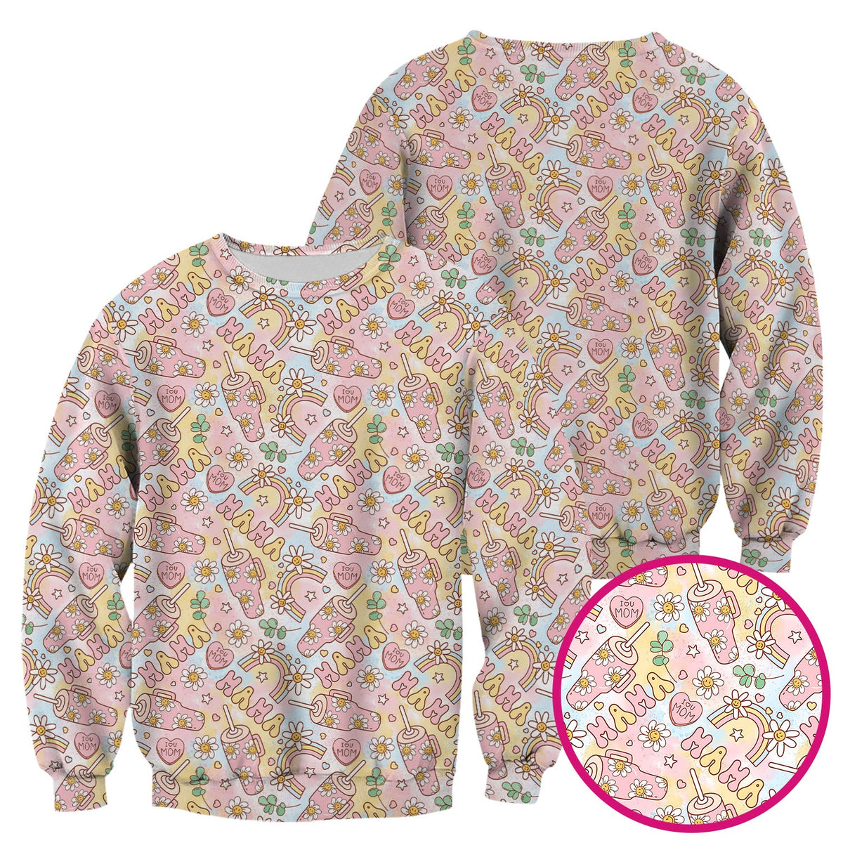 Sweet Nurse Mama Daisy Rainbow Scrub Top