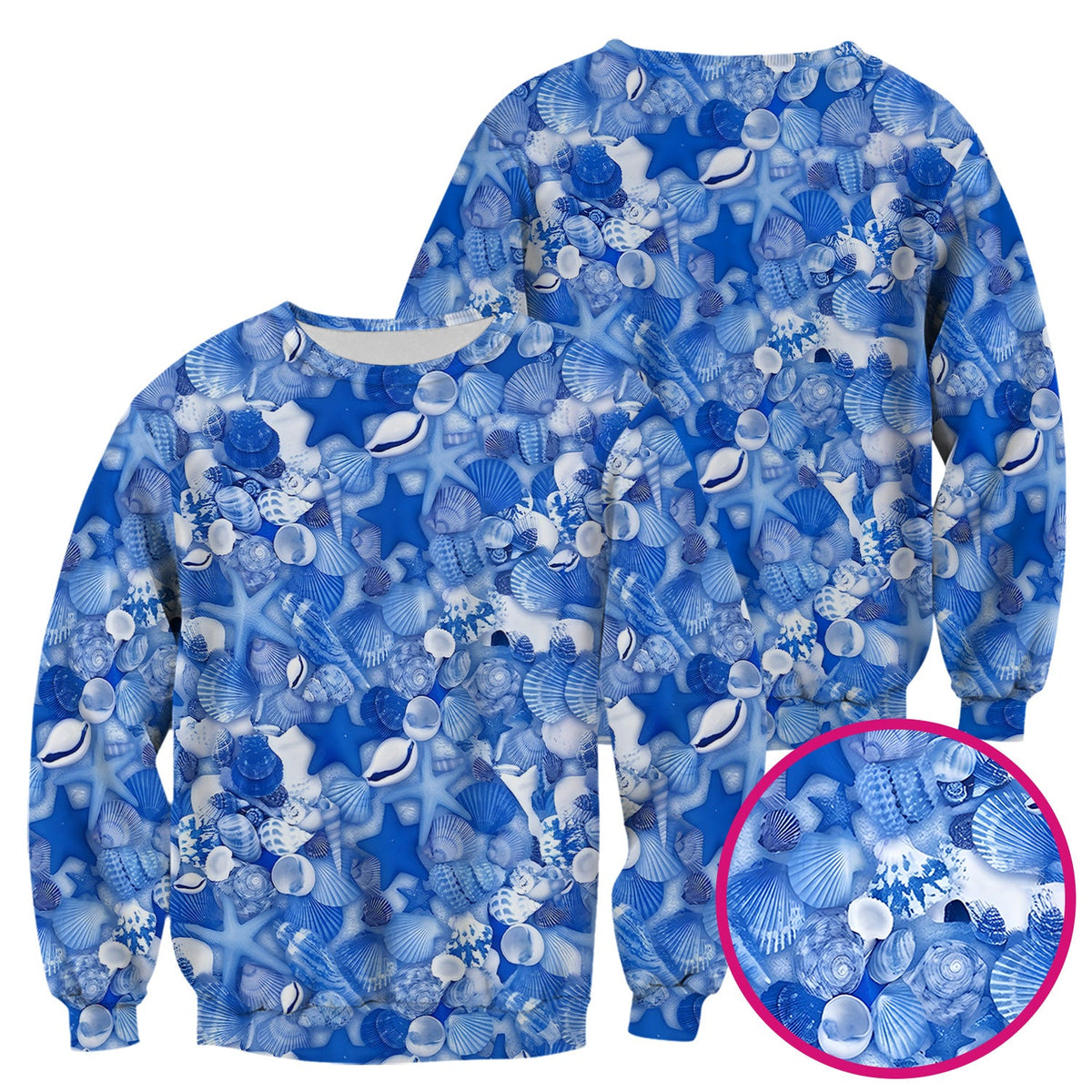Blue Seashell Starfish Ocean Nurse Scrub Top