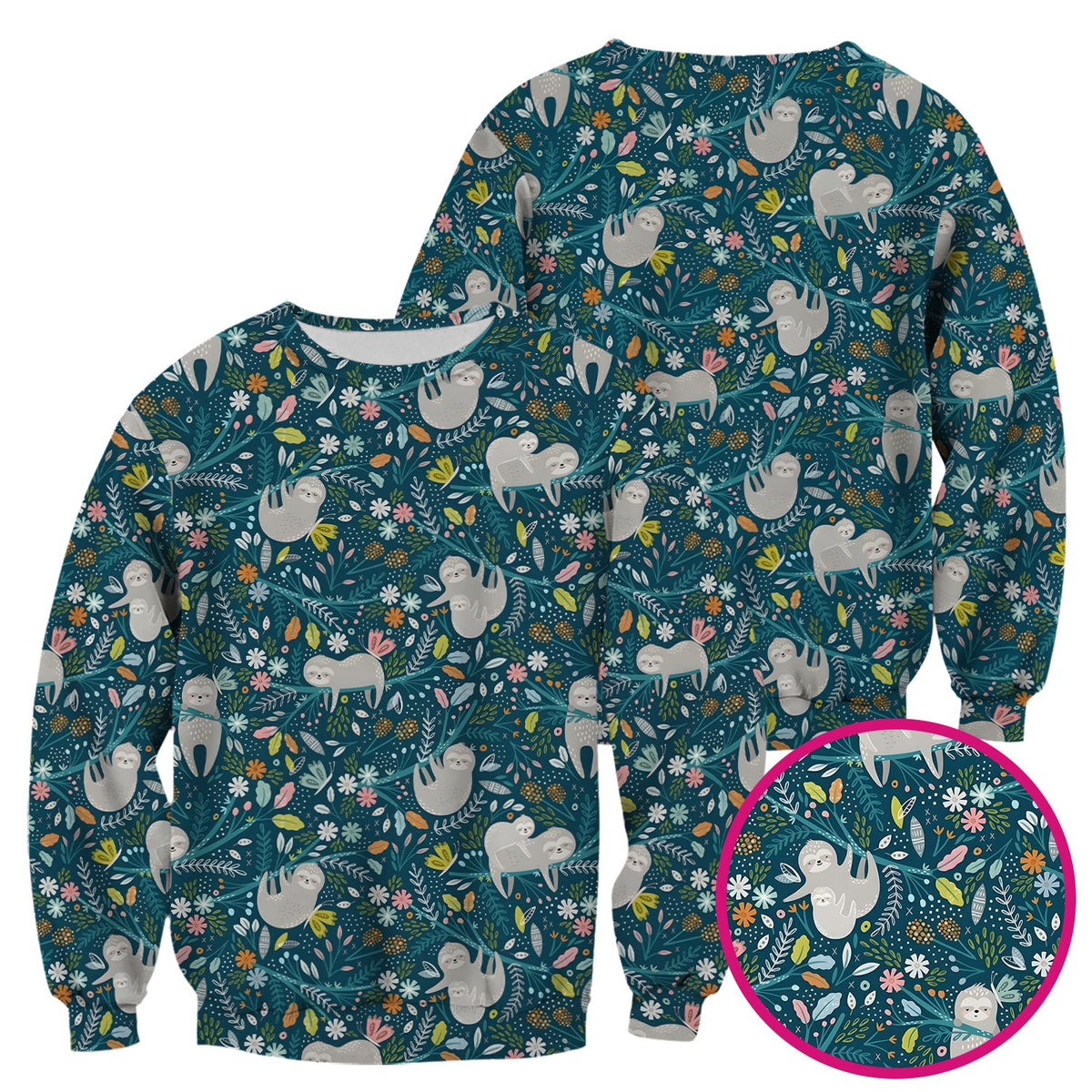 Sloth Jungle Leaf Nurse Scrub Top