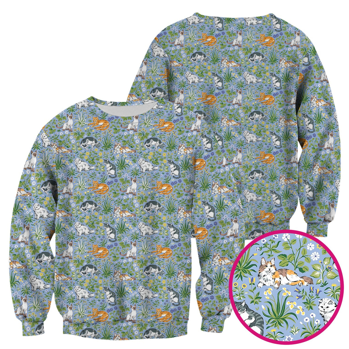 Floral Cat Garden Nurse Scrub Top