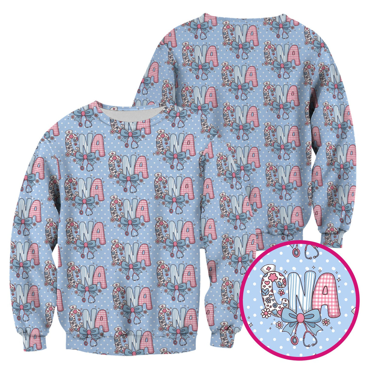 Floral Bow Nurse Scrub Top