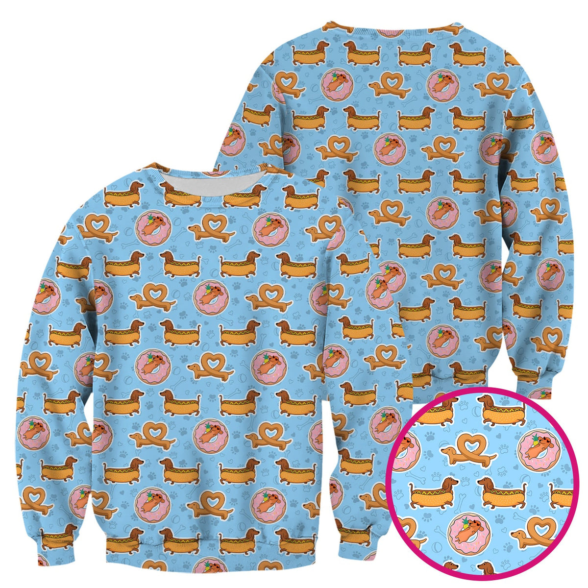 Dachshund Donut Heart Nurse Scrub Top
