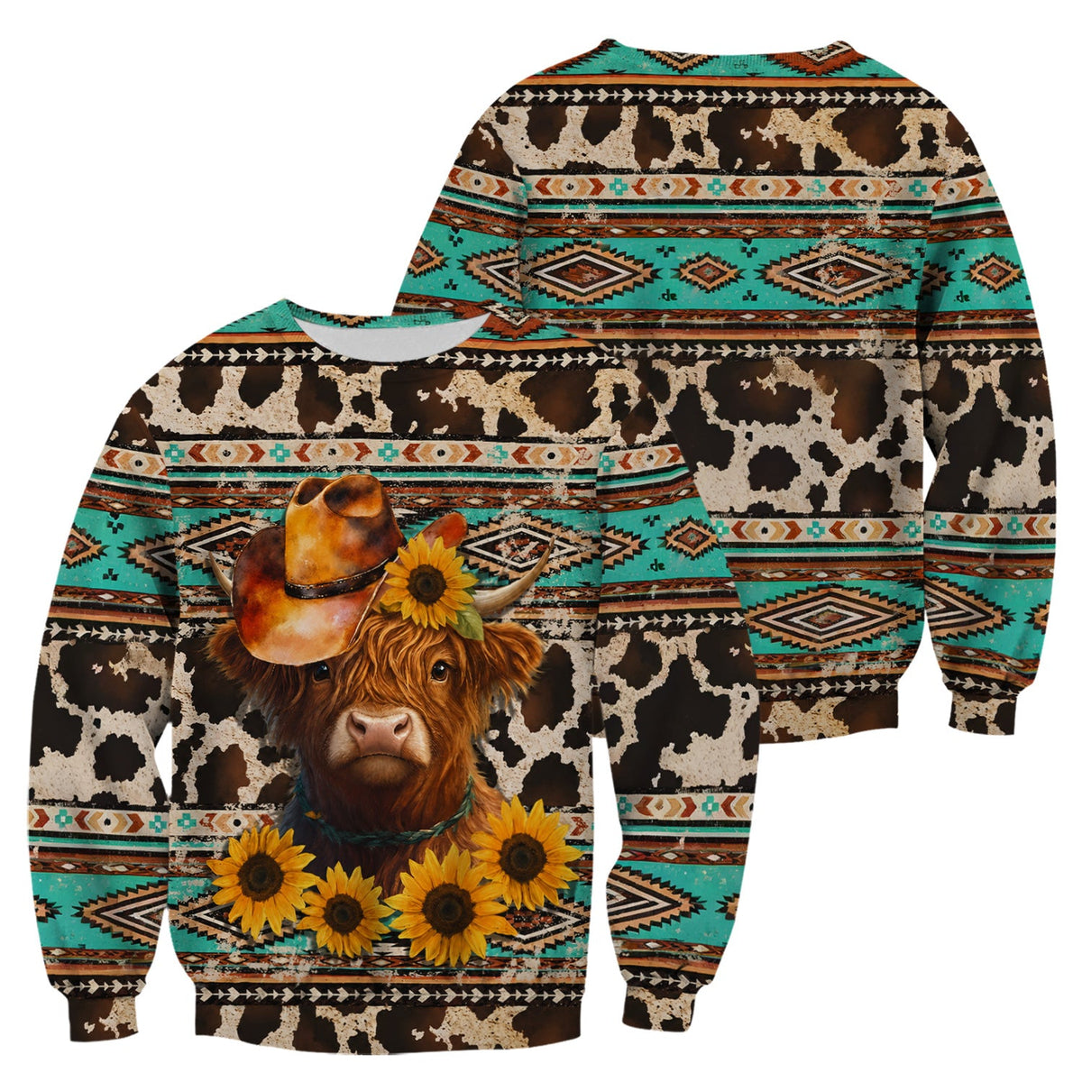 Western Highland Cow Sunflowers Nurse Scrub Top