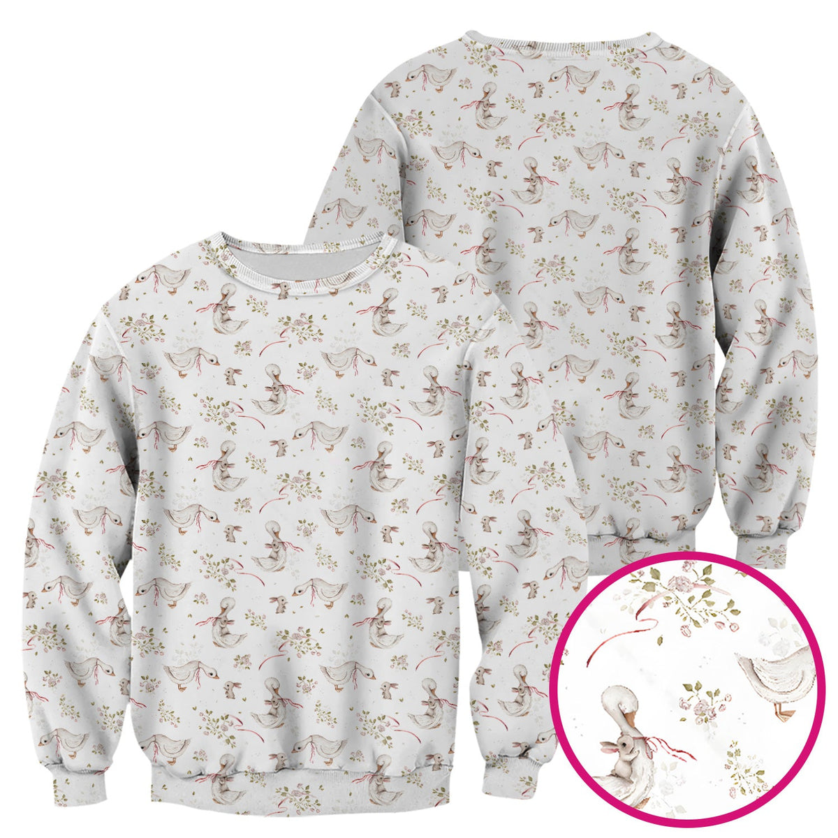 Duck Bunny Floral Nurse Scrub Top - Easter Gift