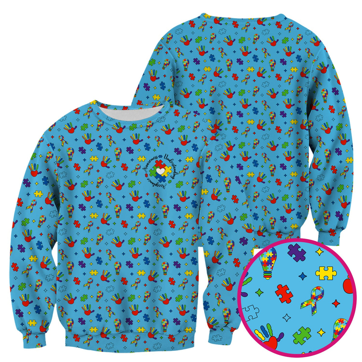 Autism Awareness Colorful Puzzle Nurse Scrub Top