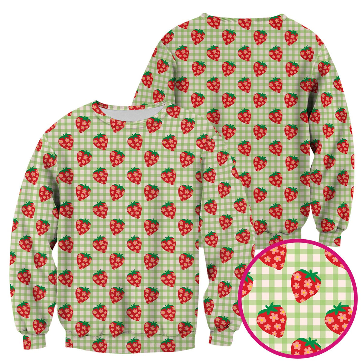 Sweet Strawberry Gingham Nurse Scrub Top