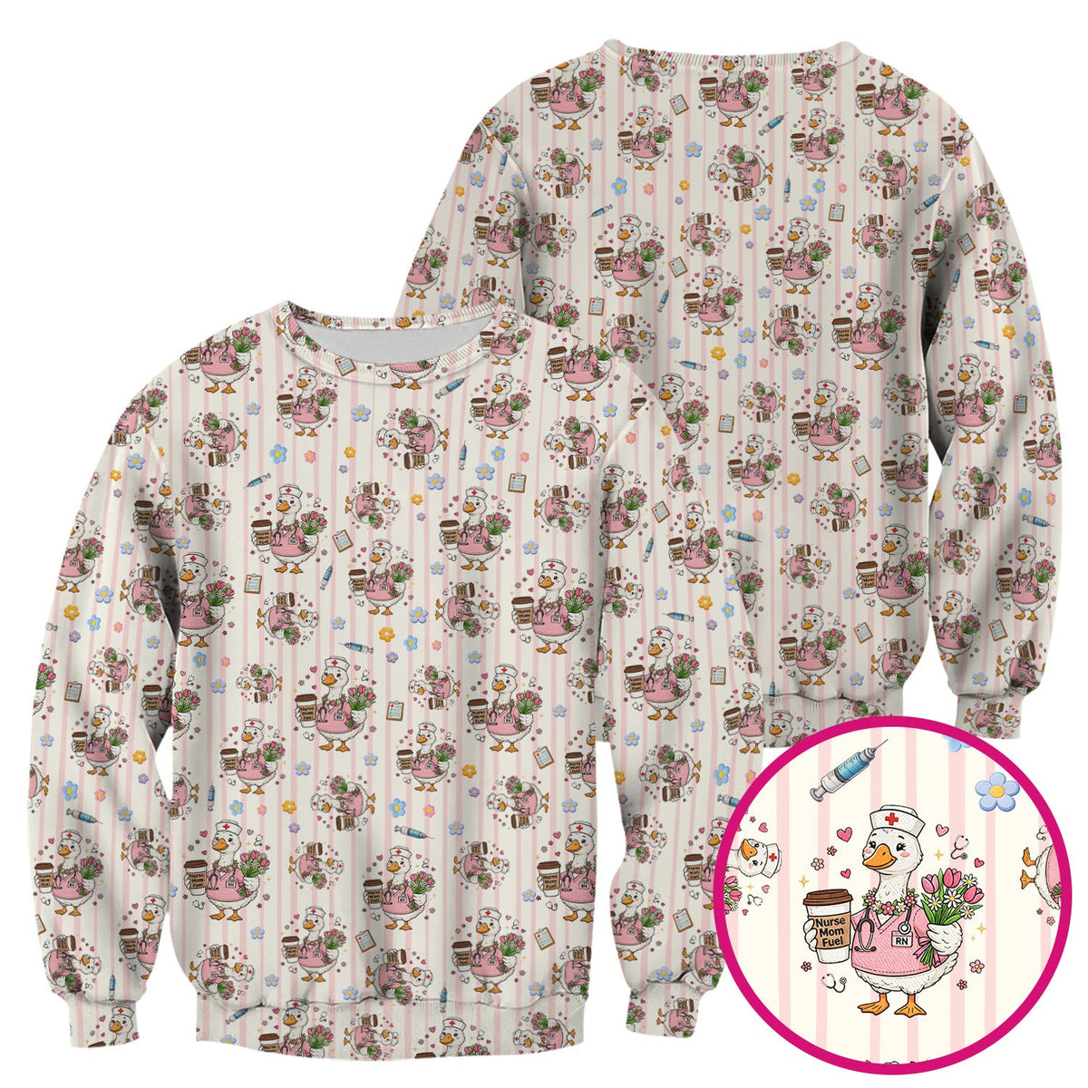 Cartoon Nurse Goose Scrub Top