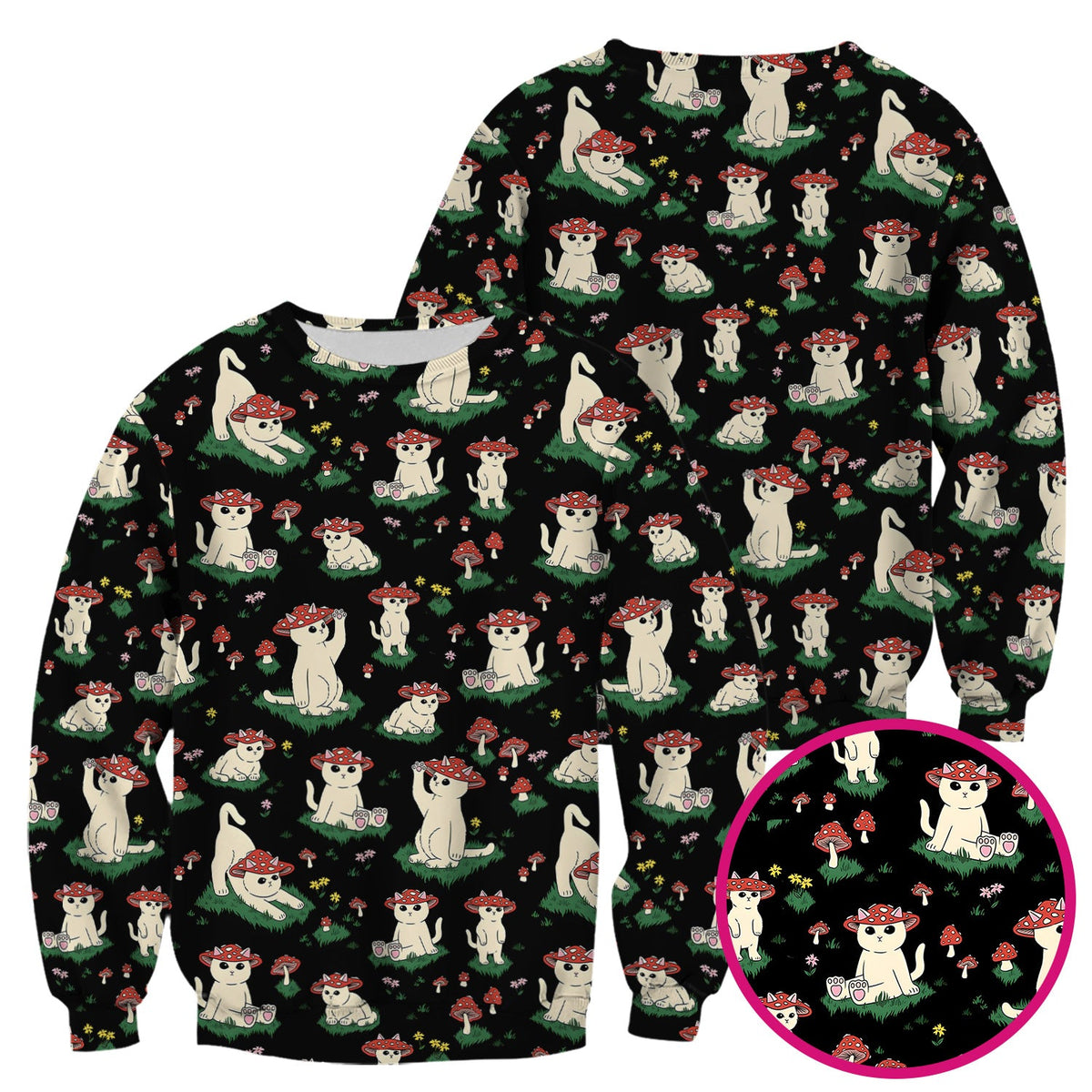 Mushroom Cat Nurse Scrub Top