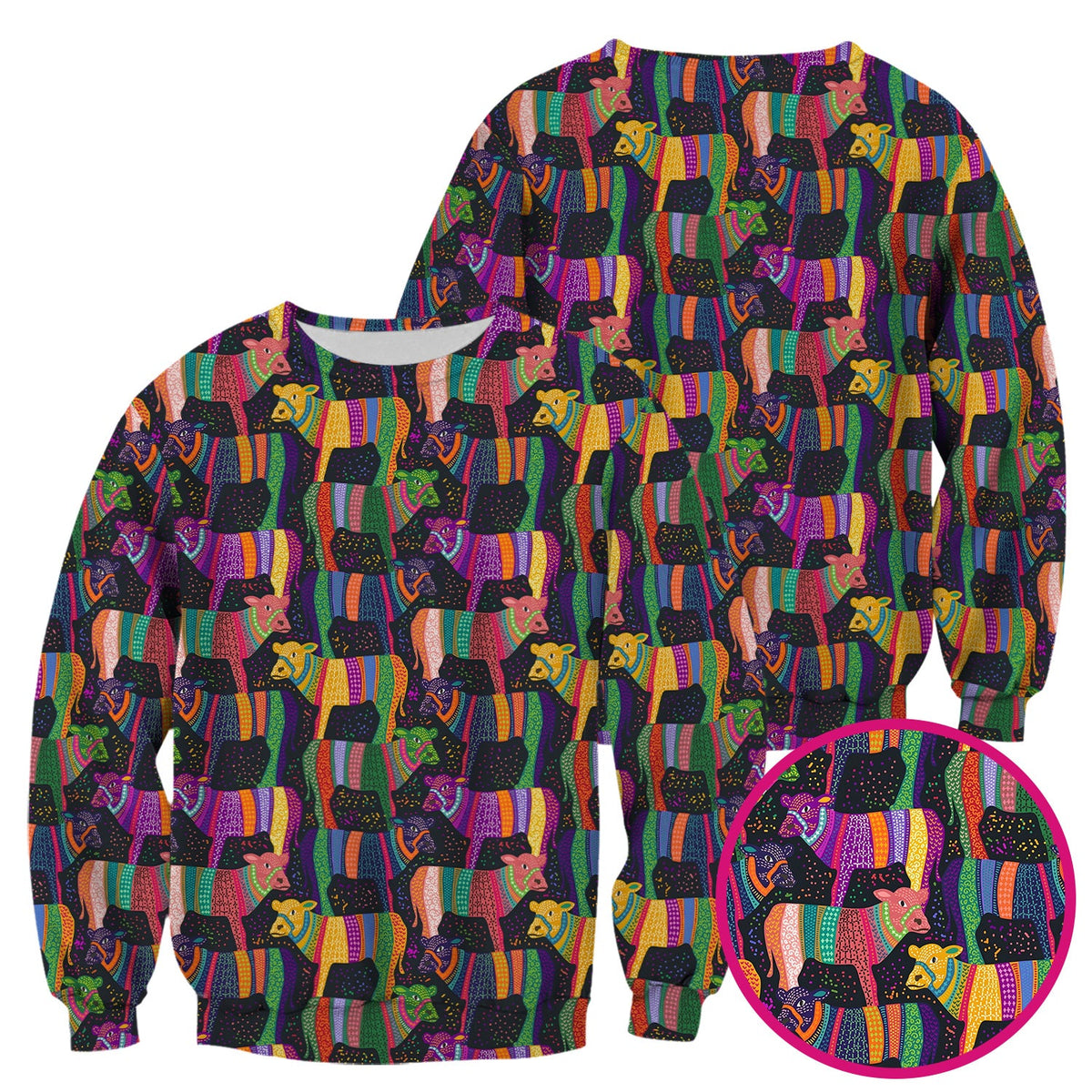 Vibrant Patchwork Rainbow Cow Nurse Scrub Top