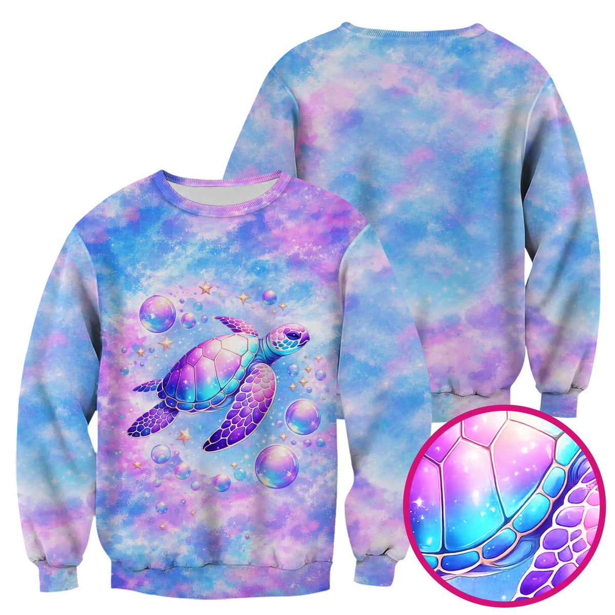 Pastel Galaxy Sea Turtle Bubble Nurse Scrub Top