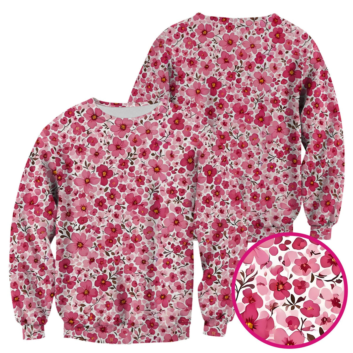 Pink Cherry Blossom Nurse Scrub Top