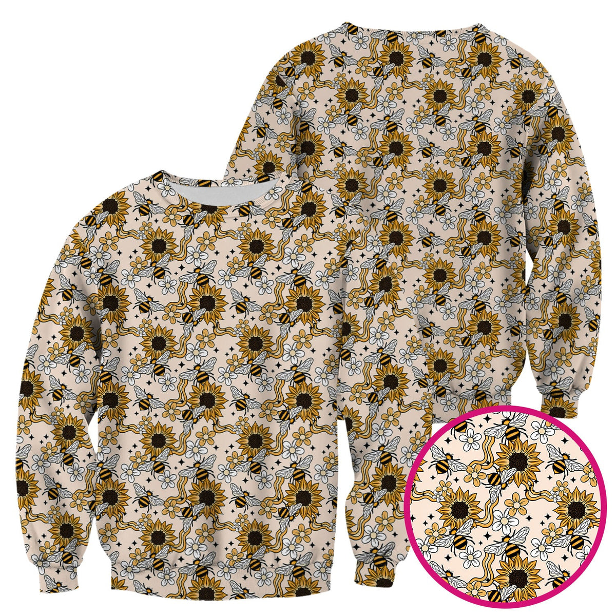 Sunflower Honey Bee Floral Nurse Scrub Top