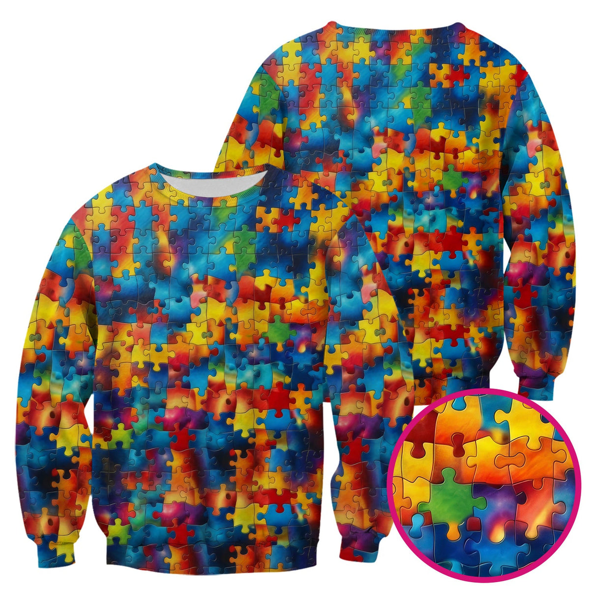 Rainbow Puzzle Piece Nurse Scrub Top