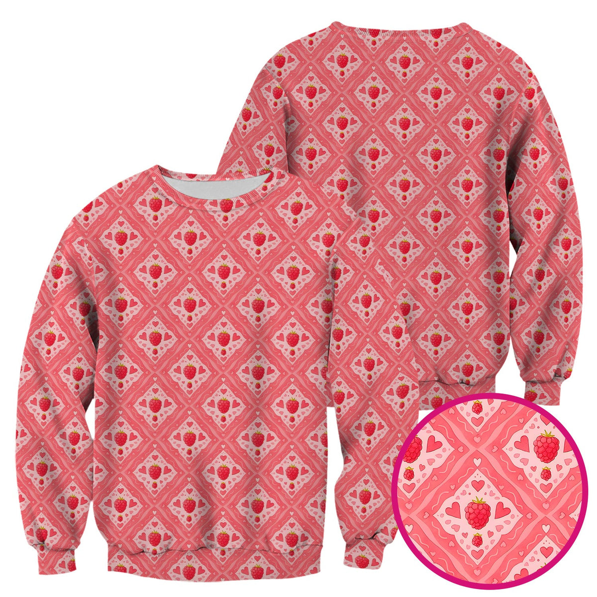 Raspberry Heart Diamond Nurse Scrub Top