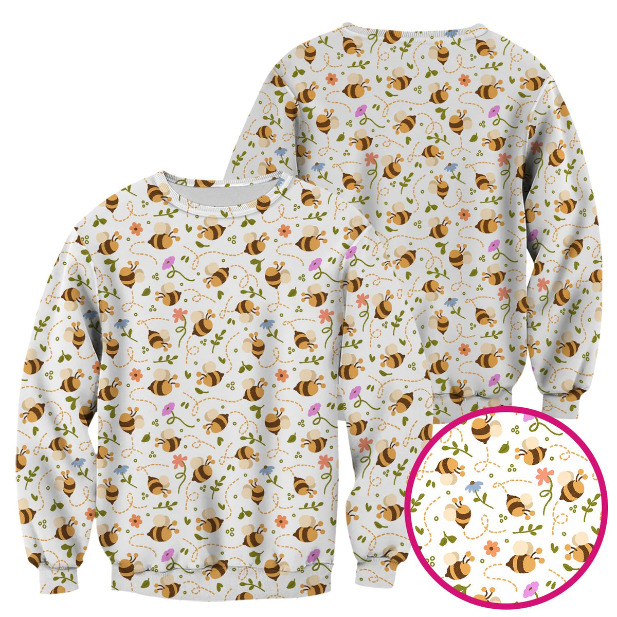 Bee Flying Floral Trail Garden Nurse Scrub Top