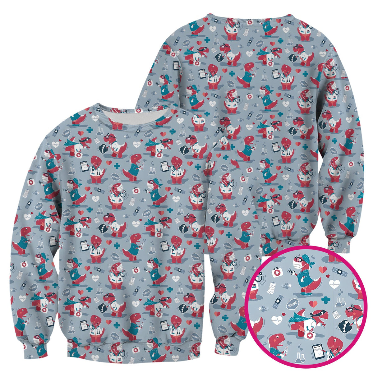 Dinosaur Doctor Nurse Scrub Top
