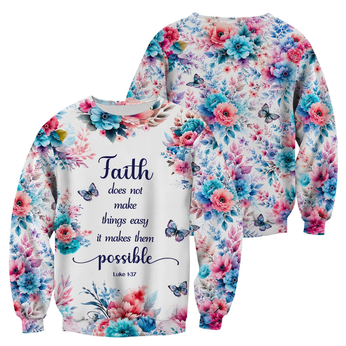Faith Floral Butterfly Nurse Scrub Top