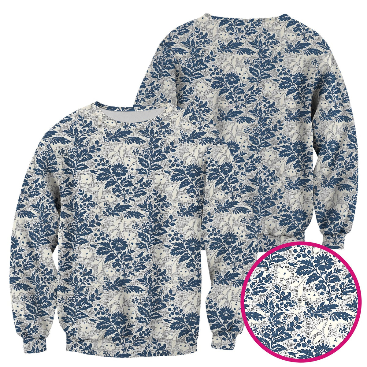 Cute Blue Floral Botanical Nurse Scrub Top