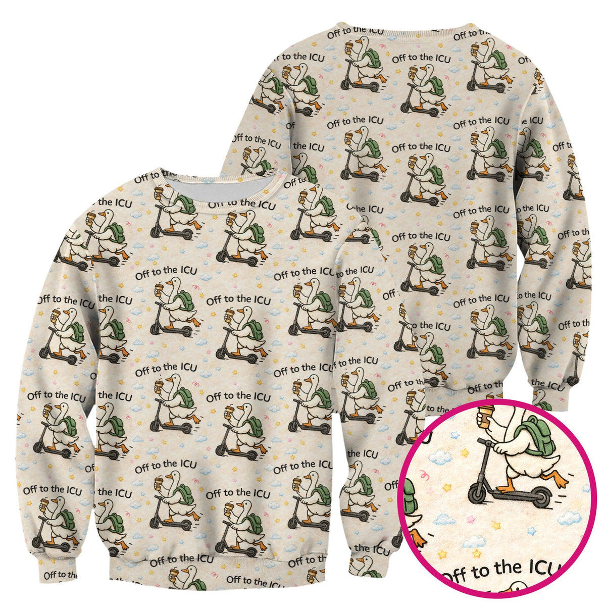 Goose Off To ICU Nurse Scrub Top