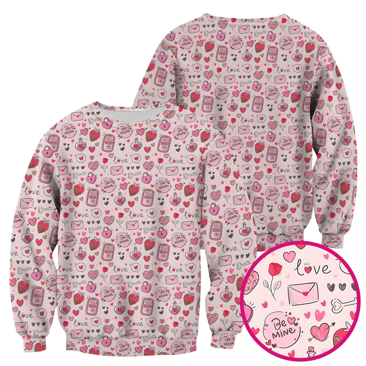 Be Mine Pink Heart Valentine Nurse Scrub Top
