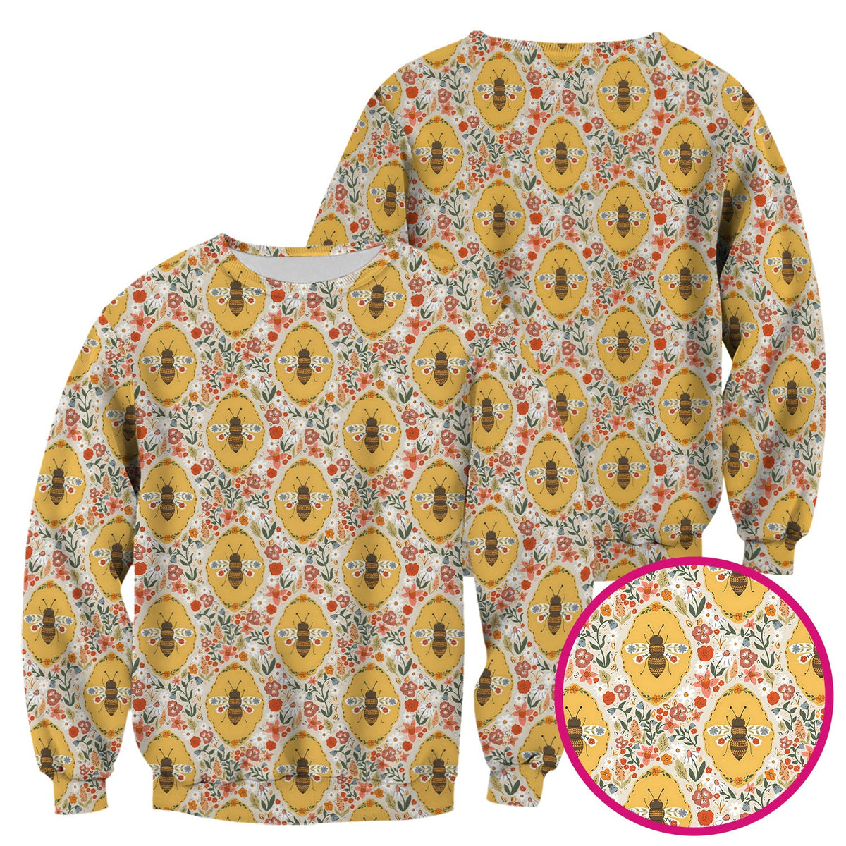 Vintage Honeybee Floral Garden Nurse Scrub Top