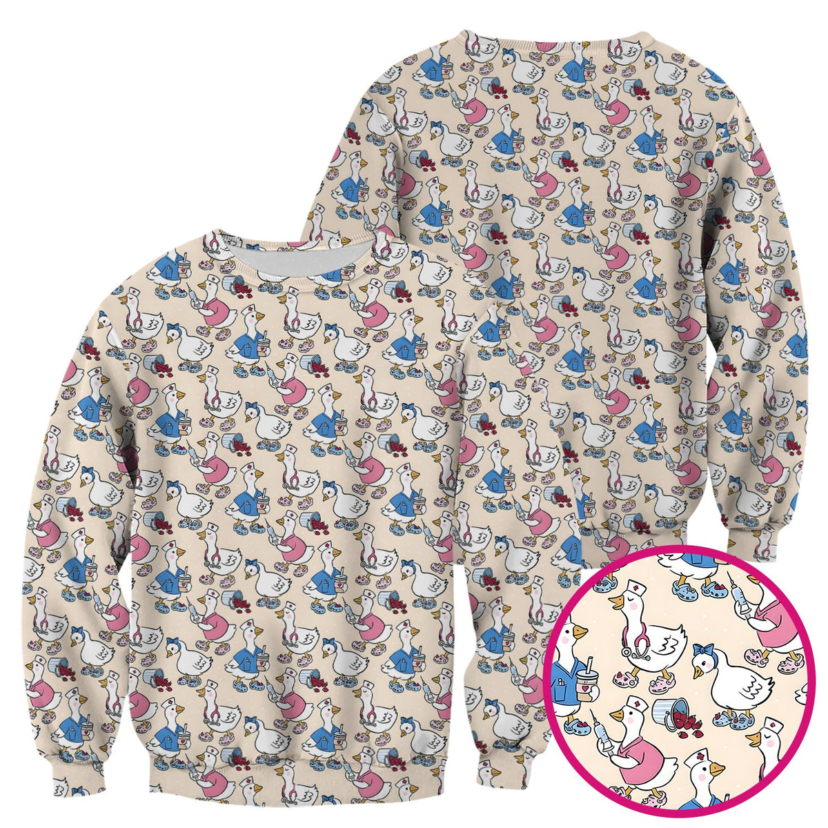 Goose Cartoon Nurse Scrub Top