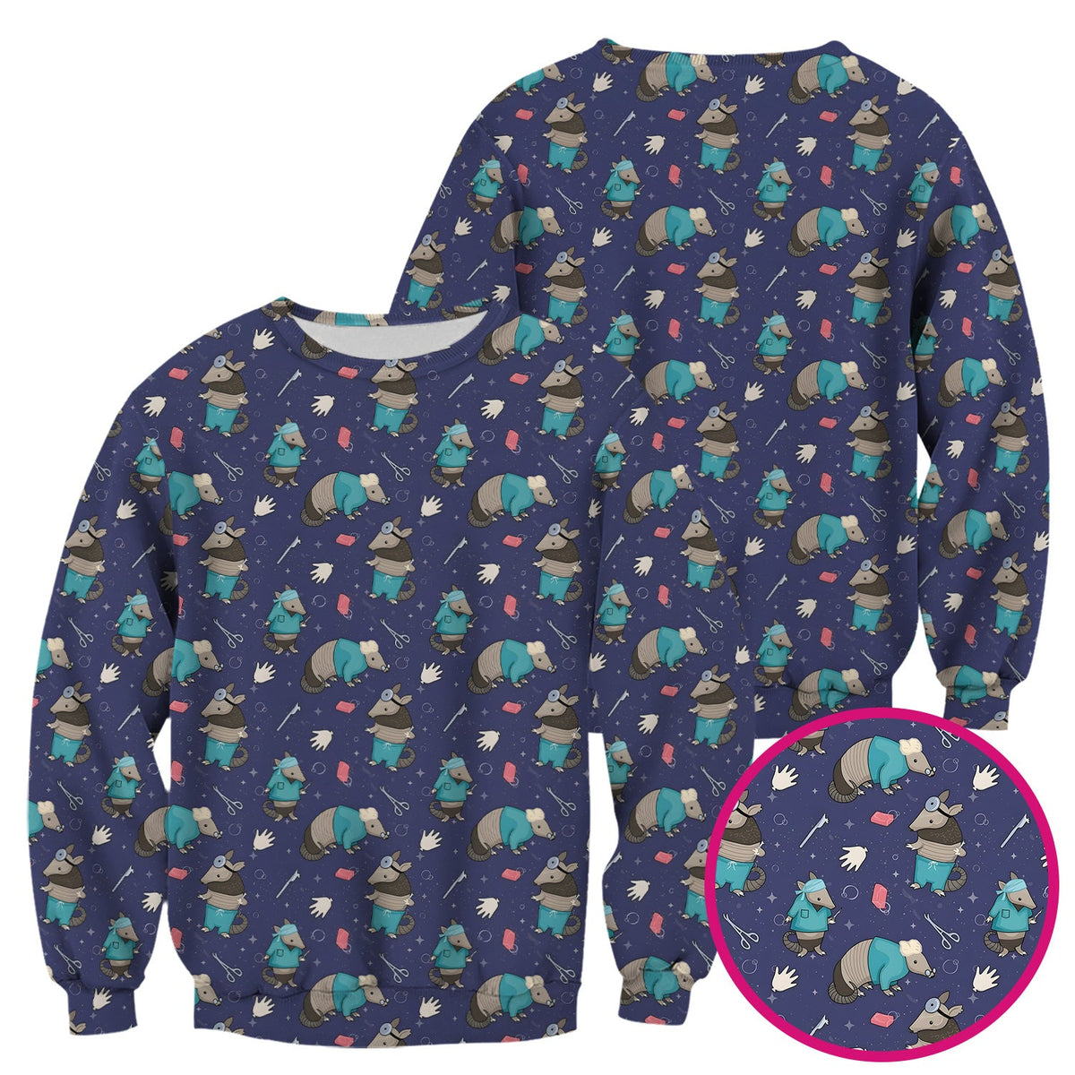 Armadillo Doctor Medical Tools Nurse Scrub Top