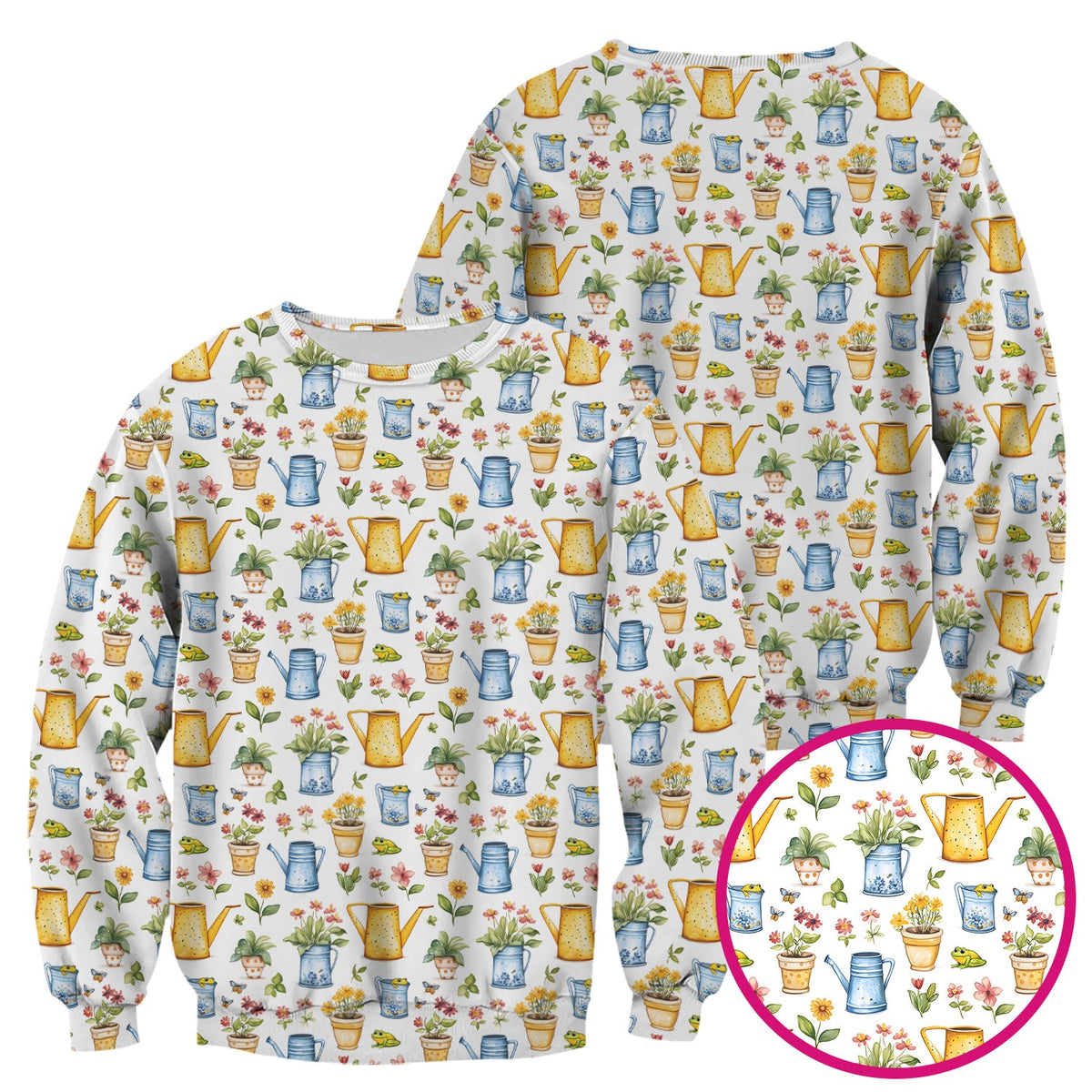Watering Can Flower Pot Garden Nurse Scrub Top