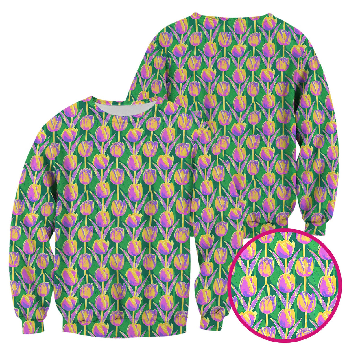 Colorful Tulip Floral Nurse Scrub Top