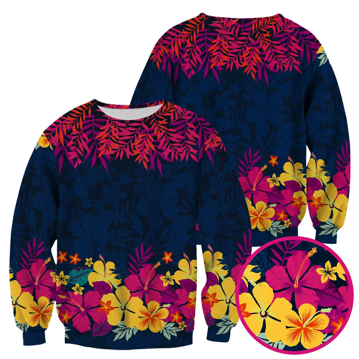 Tropical Hibiscus Palm Leaf Nurse Scrub Top