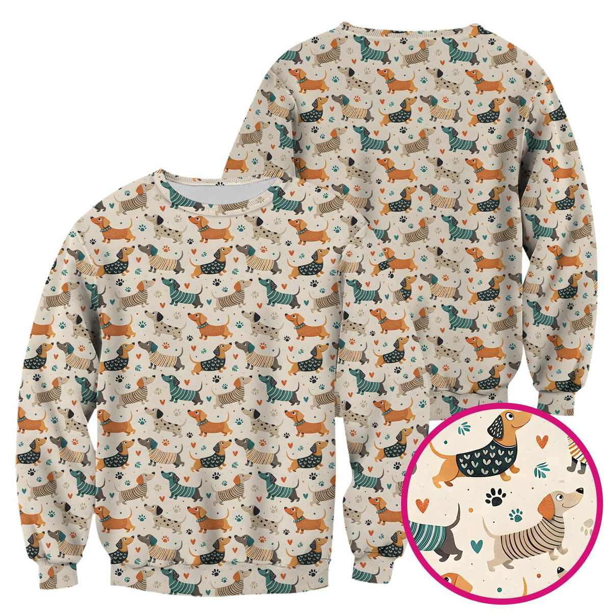 Fun Dachshund Paw Heart Nurse Scrub Top