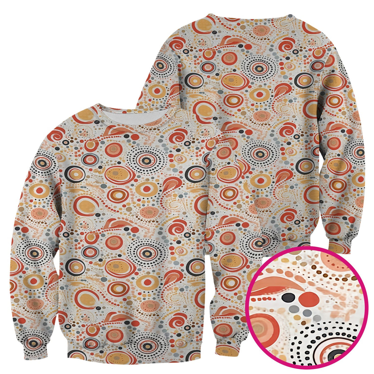 Abstract Earth Tone Dot Circle Nurse Scrub Top