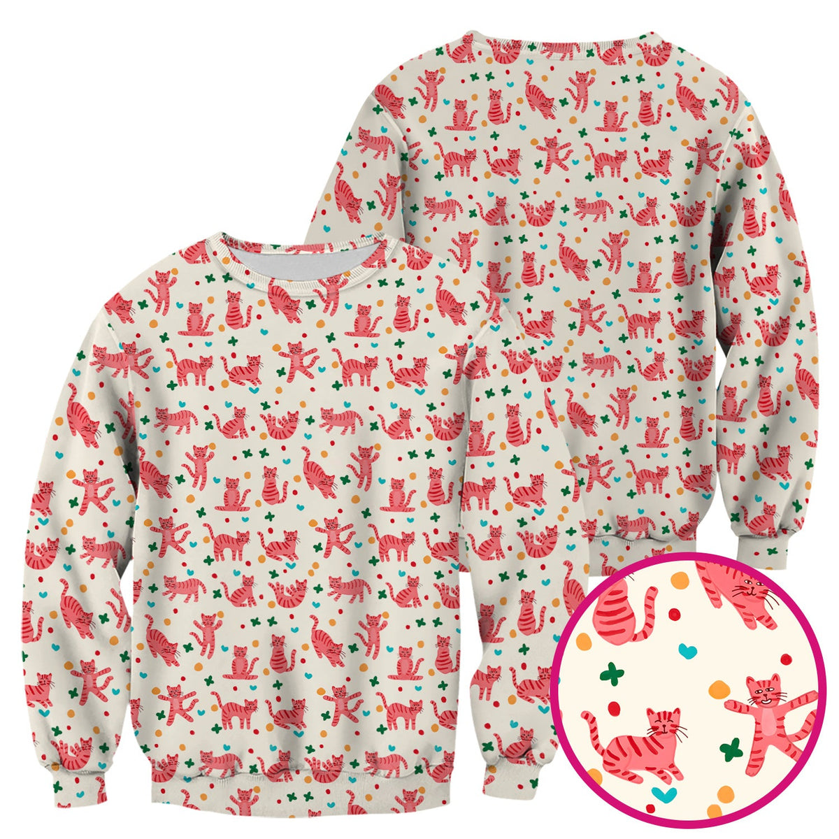 Pink Cat Nurse Scrub Top