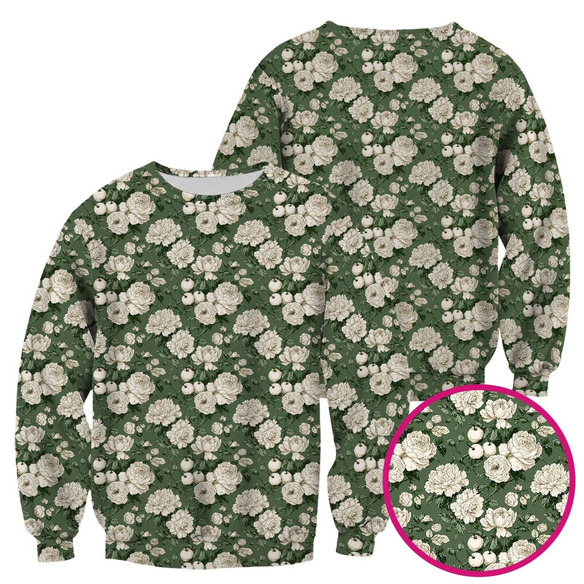 Elegant White Rose Garden Nurse Scrub Top