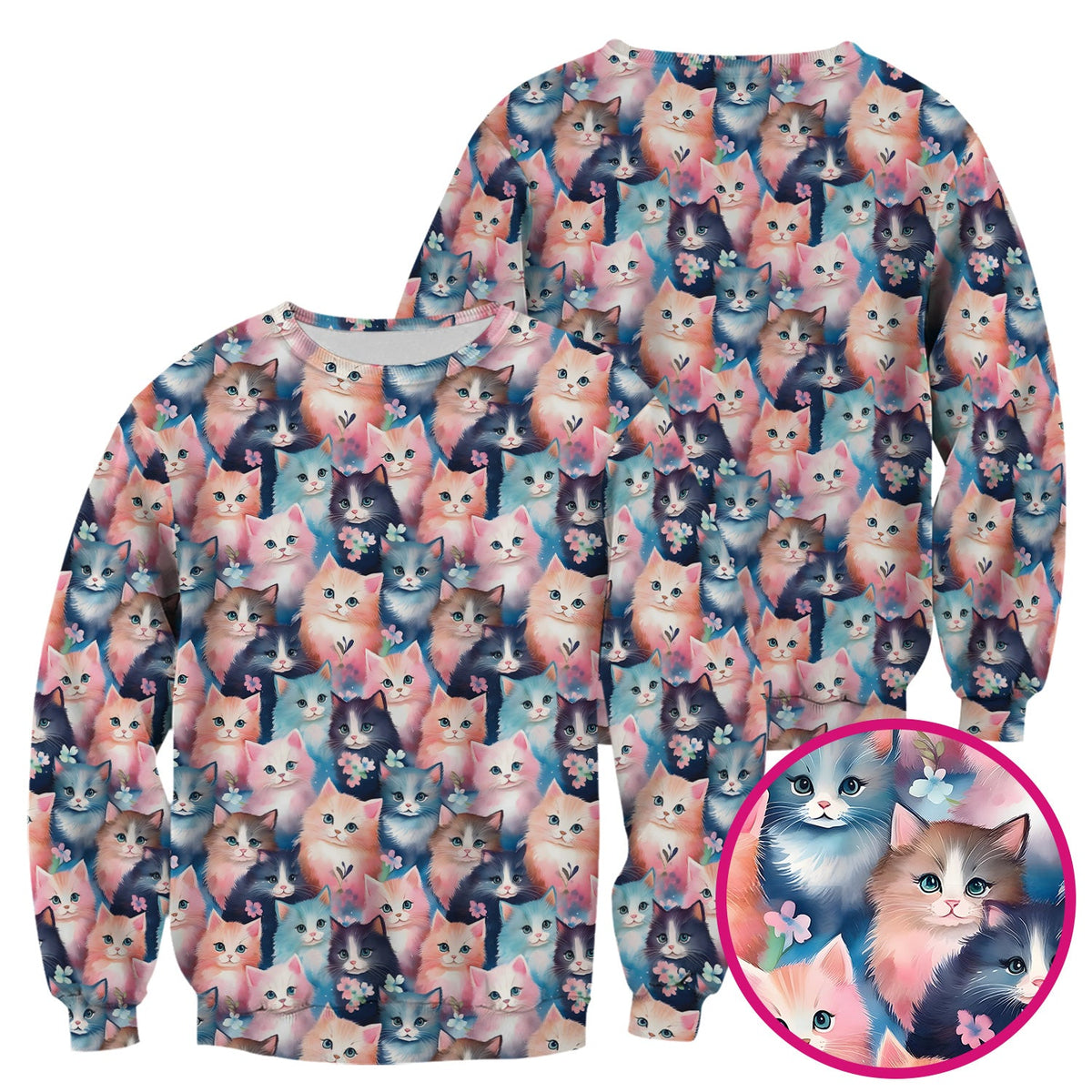 Pastel Kitten Aesthetic Nurse Scrub Top