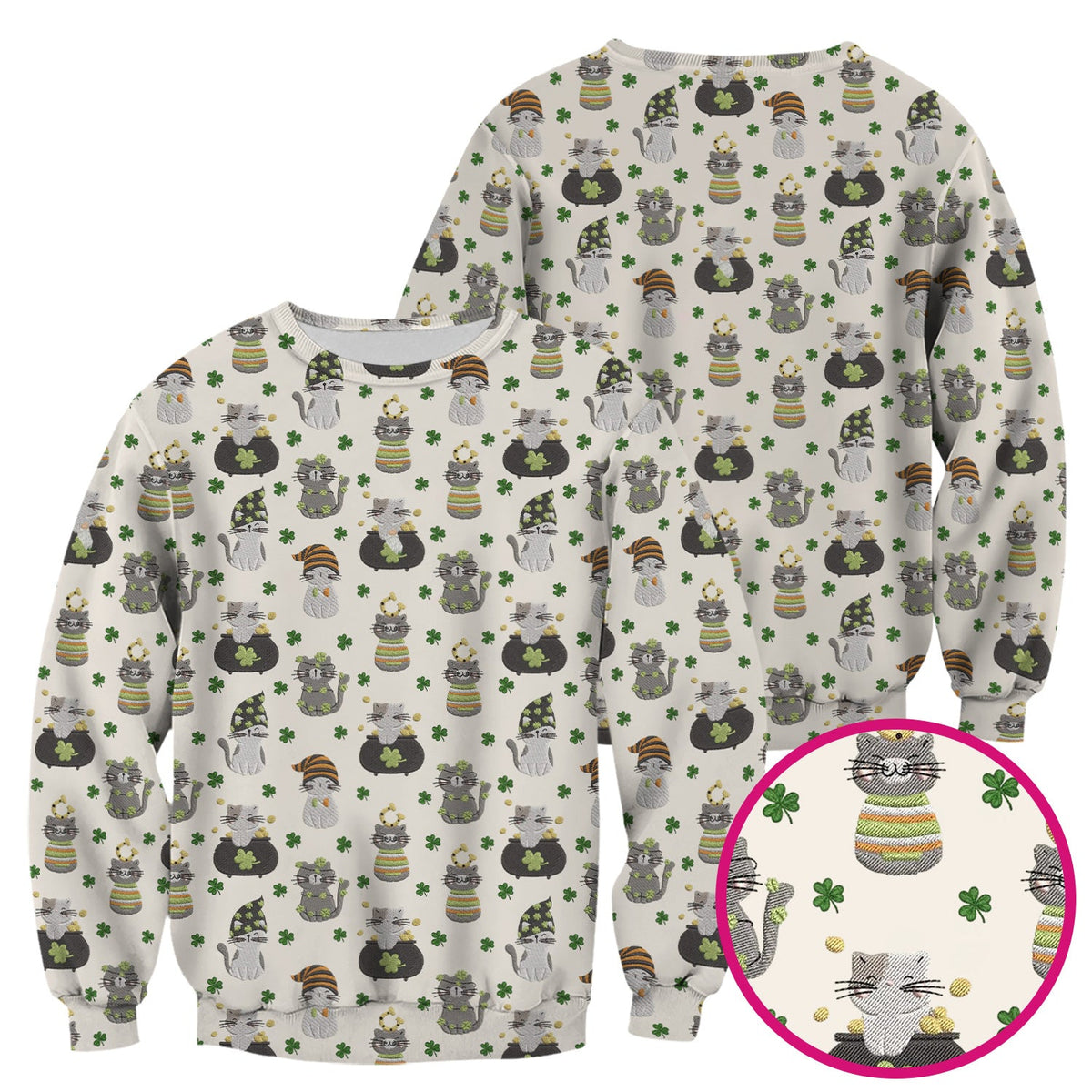St Patrick Lucky Cat Shamrock Nurse Scrub Top
