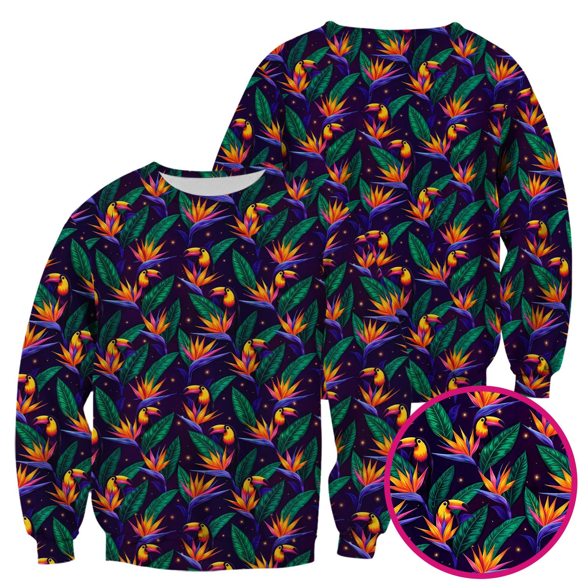 Tropical Toucan Paradise Leaves Nurse Scrub Top
