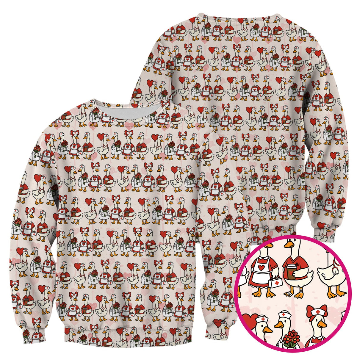 Valentine Nurse Goose Scrub Top