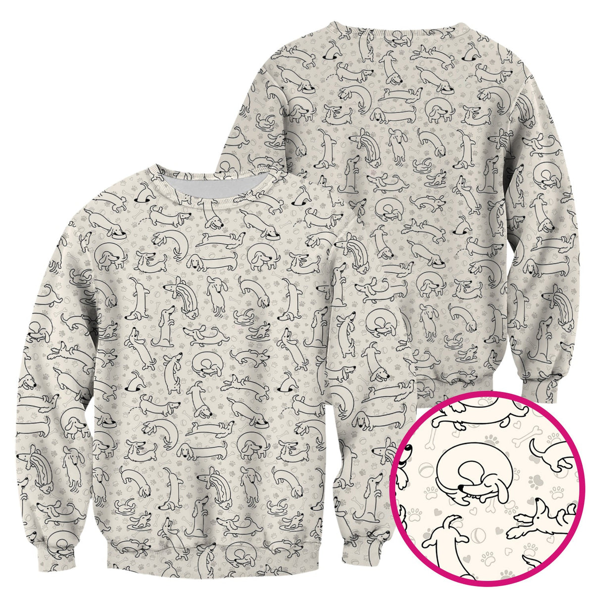 Dachshund Line Art Nurse Scrub Top