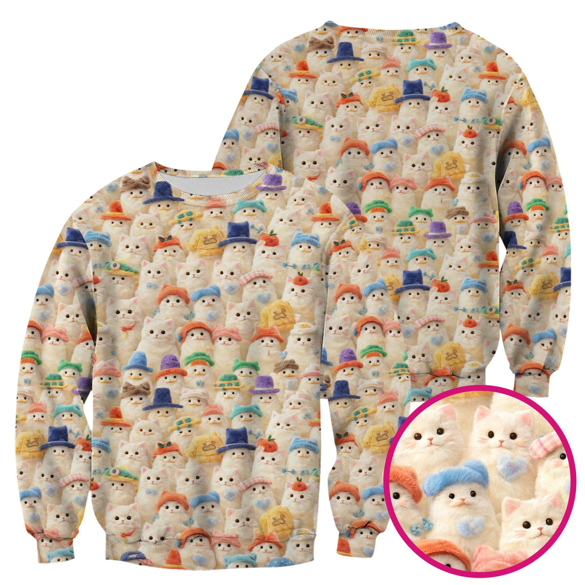 Adorable Cats Wearing Colorful Hats Nurse Scrub Top