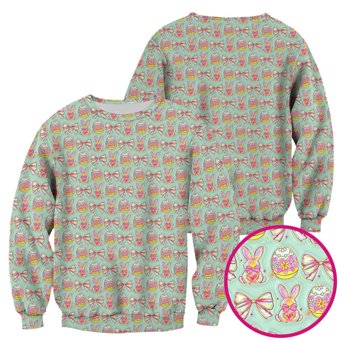 Bunny Pastel Egg Bow Nurse Scrub Top - Easter Gift