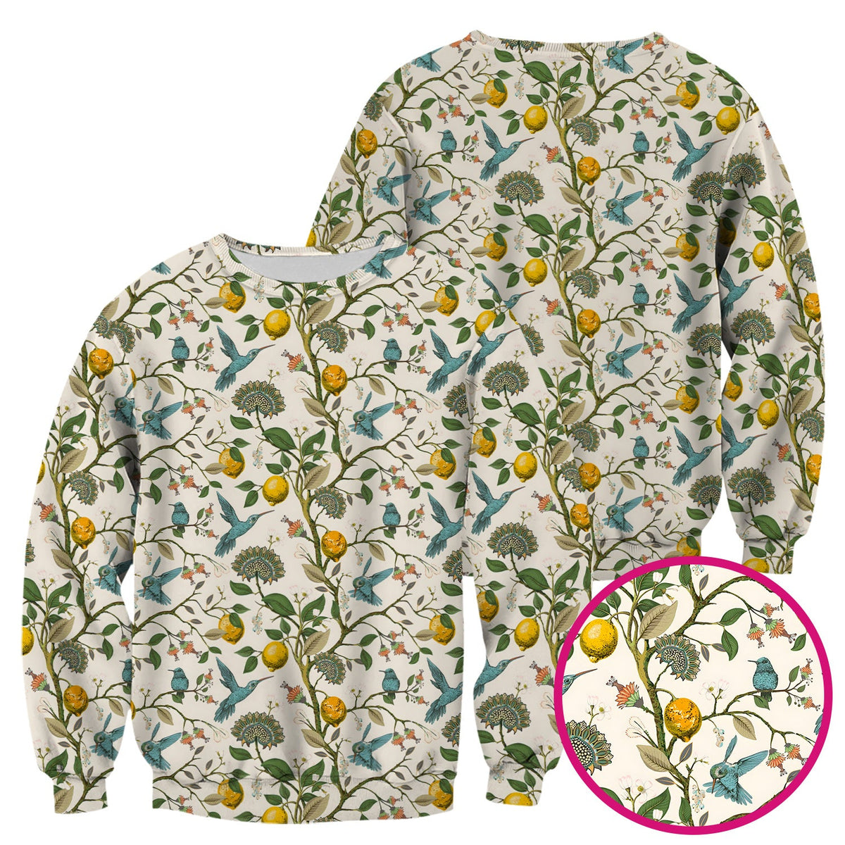 Hummingbird Lemon Floral Nurse Scrub Top