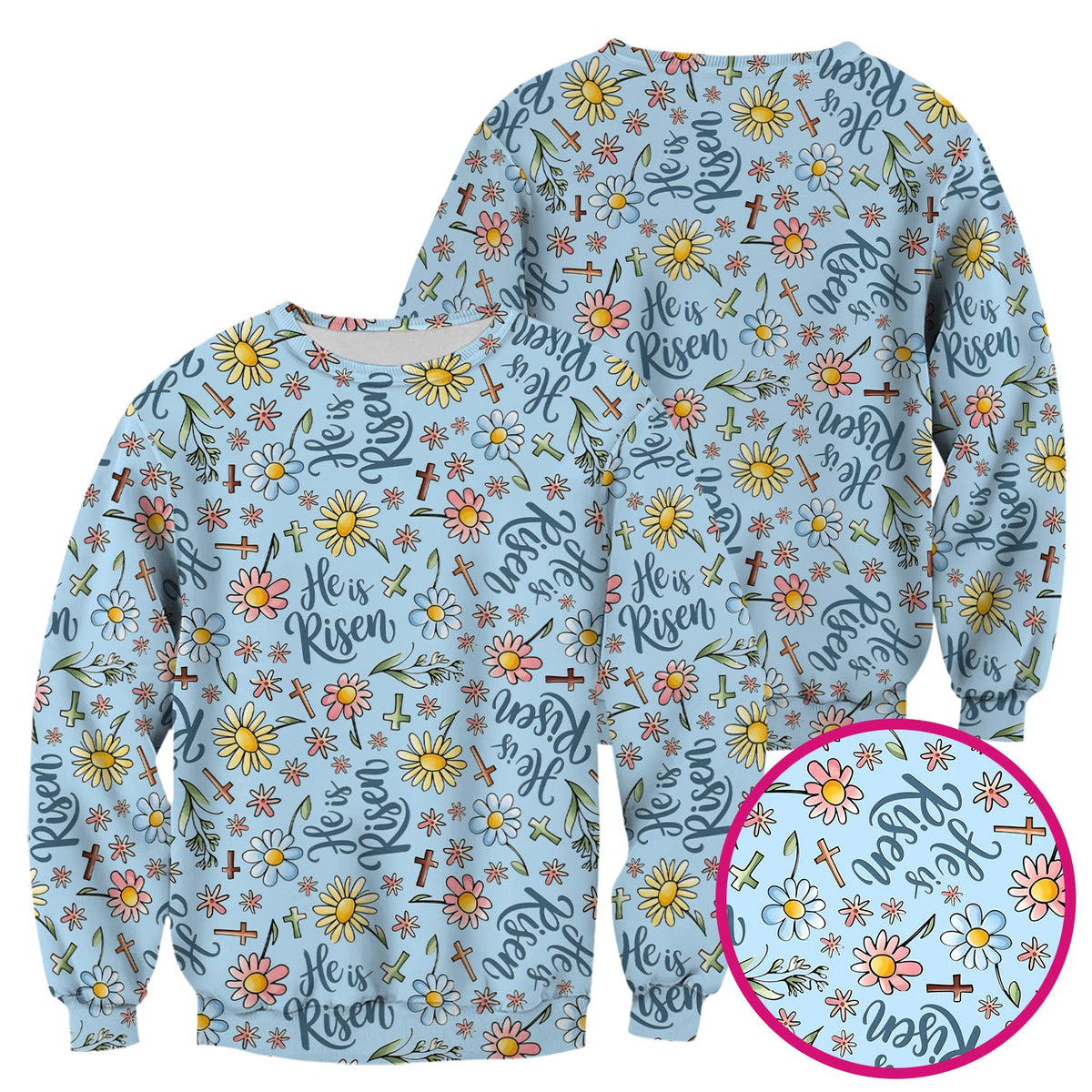 Risen Cross Flower Nurse Scrub Top - Easter Gift