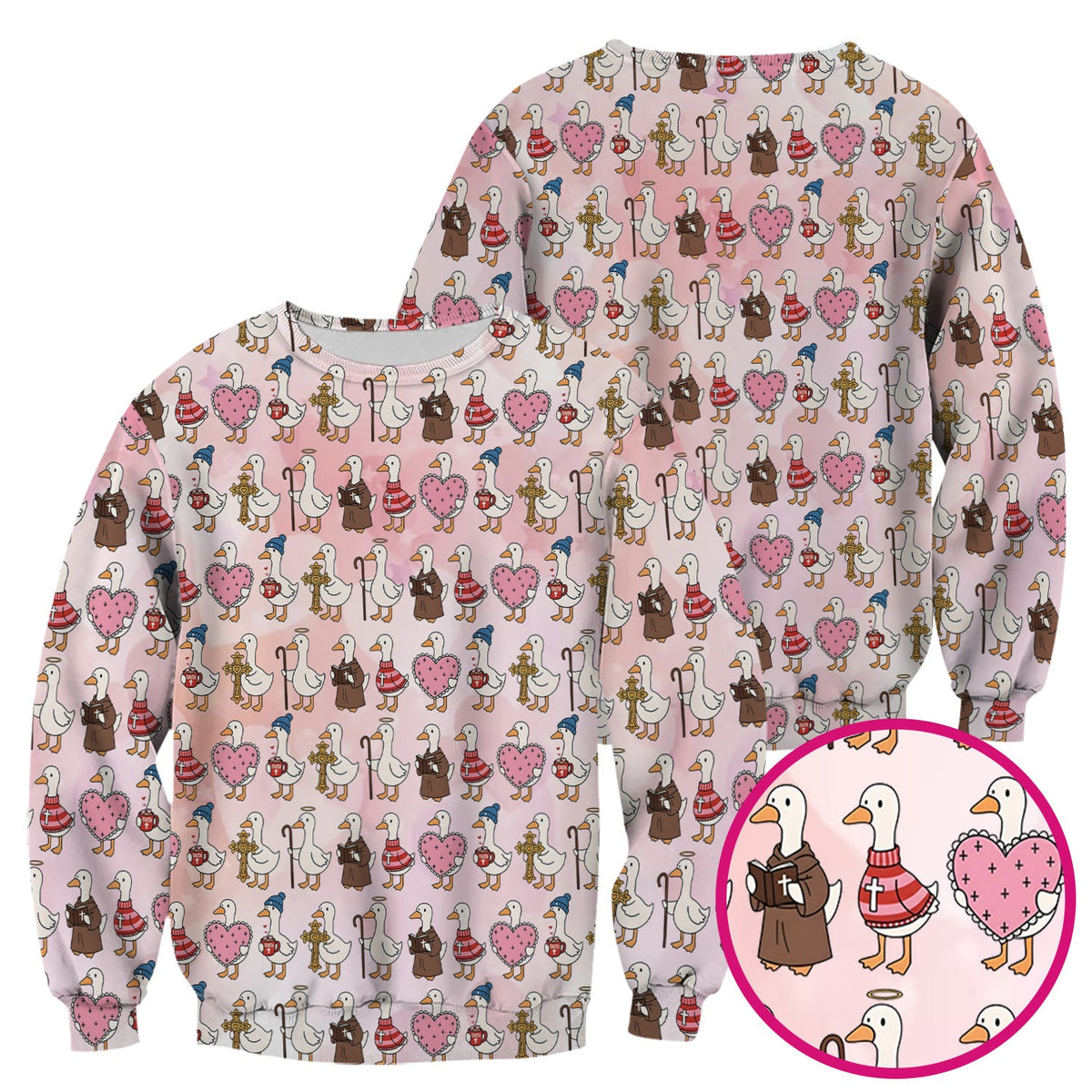 Goose Heart Illustration Nurse Scrub Top - Valentines Day Gift