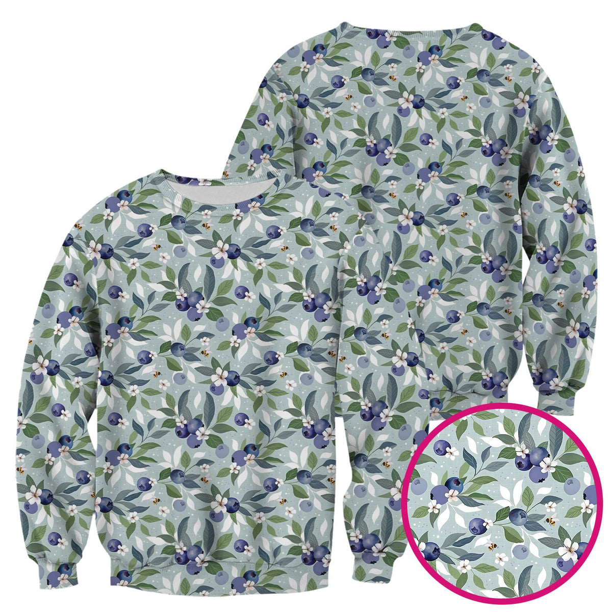 Fresh Blueberry Blossom Garden Nurse Scrub Top