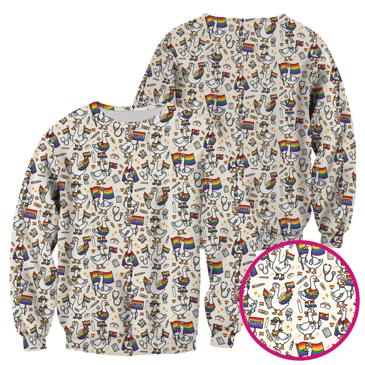 LGBT Pride Nurse Duck Scrub Top