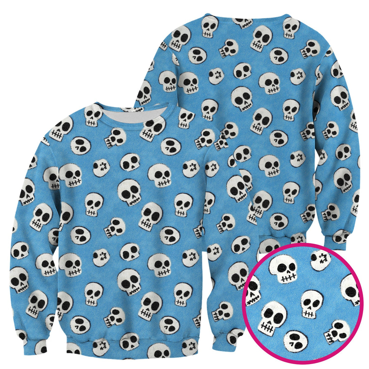 Blue Skull Nurse Scrub Top - Halloween Gift