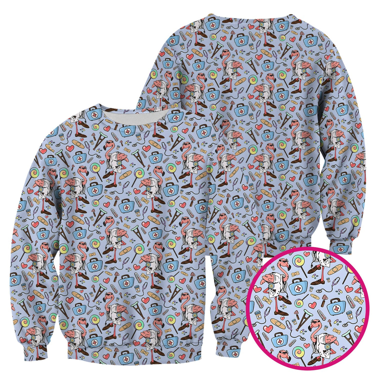 Flamingo Medical Nurse Scrub Top